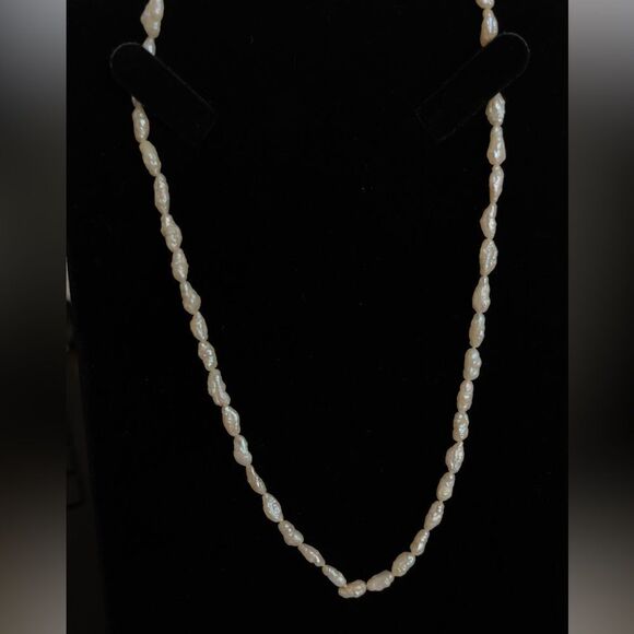 Rice Pearl filagree clasp gold filled necklace - Picture 1 of 5